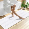 image:imageSmiry Striped Thick Bathroom Rug and Contour Toilet Rug Size 59x20  UShaped 24x20 in White 2 Item Bundle