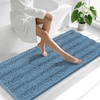 image:imageSmiry Striped Thick Bathroom Rug and Contour Toilet Rug Size 59x24  UShaped 24x20 in Airy Blue 2 Item Bundle