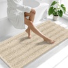 image:imageSmiry Striped Thick Bathroom Rug and Contour Toilet Rug Size 59x24  UShaped 24x20 in Sand 2 Item Bundle