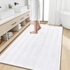 image:imageSmiry Striped Thick Bathroom Rug and Contour Toilet Rug Size 59x35  UShaped 24x20 in White 2 Item Bundle