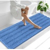 image:imageSmiry Striped Thick Bathroom Rug and Contour Toilet Rug Size 70x24  UShaped 24x20 in Cornflower Blue 2 Item Bundle