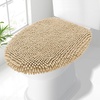 image:imageSmiry Soft Chenille Bathroom Toilet Lid Cover Machine Washable Covers 175x15 Fits Most Round Elongated and Oblong Lids Accessories Decor LatteBeige