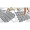 image:imageSmiry Striped Thick Bathroom Rug and Contour Toilet Rug Size 24x16  UShaped 24x20 in Light Grey 2 Item Bundle