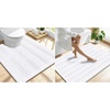 image:imageSmiry Striped Thick Bathroom Rug and Contour Toilet Rug Size 40x32  UShaped 24x20 in White 2 Item Bundle
