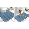 image:imageSmiry Striped Thick Bathroom Rug and Contour Toilet Rug Size 44x24  UShaped 24x20 in Airy Blue 2 Item Bundle