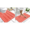 image:imageSmiry Striped Thick Bathroom Rug and Contour Toilet Rug Size 44x24  UShaped 24x20 in Coral 2 Item Bundle