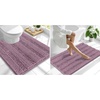 image:imageSmiry Striped Thick Bathroom Rug and Contour Toilet Rug Size 44x24  UShaped 24x20 in Deep Plum 2 Item Bundle