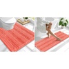 image:imageSmiry Striped Thick Bathroom Rug and Contour Toilet Rug Size 47x17  UShaped 24x20 in Coral 2 Item Bundle