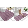 image:imageSmiry Striped Thick Bathroom Rug and Contour Toilet Rug Size 47x17  UShaped 24x20 in Deep Plum 2 Item Bundle