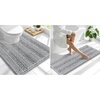 image:imageSmiry Striped Thick Bathroom Rug and Contour Toilet Rug Size 47x17  UShaped 24x20 in Light Grey 2 Item Bundle