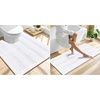 image:imageSmiry Striped Thick Bathroom Rug and Contour Toilet Rug Size 47x20  UShaped 24x20 in White 2 Item Bundle