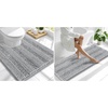 image:imageSmiry Striped Thick Bathroom Rug and Contour Toilet Rug Size 59x20  UShaped 24x20 in Light Grey 2 Item Bundle