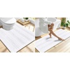 image:imageSmiry Striped Thick Bathroom Rug and Contour Toilet Rug Size 59x20  UShaped 24x20 in White 2 Item Bundle
