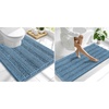 image:imageSmiry Striped Thick Bathroom Rug and Contour Toilet Rug Size 59x24  UShaped 24x20 in Airy Blue 2 Item Bundle