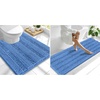 image:imageSmiry Striped Thick Bathroom Rug and Contour Toilet Rug Size 70x24  UShaped 24x20 in Cornflower Blue 2 Item Bundle