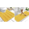 image:imageSmiry Striped Thick Bathroom Rug and Contour Toilet Rug Size 70x24  UShaped 24x20 in Yellow 2 Item Bundle