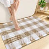 image:imageSmiry Waffle Bath Mat 30x20 Extra Soft Absorbent Checkered Bathroom Rugs Non Slip Quick Dry Machine Washable Boho Bath Rugs with Tassels for Bathroom Floor Tub Shower Brown amp WhiteBrown  White