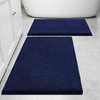 image:imageSmiry Chenille Bath Rug and Mats Set of 3Extra Soft and Absorbent Shaggy Bath Mat Machine Washable NonSlip Plush Carpet 24x 16 24x 1630 x 20 Navy Blue