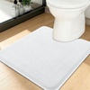 image:imageSmiry Memory Foam Bath Mat 44x24 Extra Soft NonSlip Bathroom Rug Ultra Absorbent Quick Dry Machine Washable Bathroom Mat for Shower Tub amp Floor Decor Navy BlueWhite