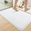 image:imageSmiry Memory Foam Bath Mat 44x24 Extra Soft NonSlip Bathroom Rug Ultra Absorbent Quick Dry Machine Washable Bathroom Mat for Shower Tub amp Floor Decor Navy BlueWhite