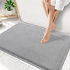 image:imageSmiry Memory Foam Bath Mat 44x24 Extra Soft NonSlip Bathroom Rug Ultra Absorbent Quick Dry Machine Washable Bathroom Mat for Shower Tub amp Floor Decor Navy BlueGrey