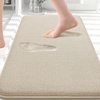 image:imageSmiry Memory Foam Bath Mat 44x24 Extra Soft NonSlip Bathroom Rug Ultra Absorbent Quick Dry Machine Washable Bathroom Mat for Shower Tub amp Floor Decor Navy BlueBeige