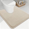 image:imageSmiry Memory Foam Bath Mat 44x24 Extra Soft NonSlip Bathroom Rug Ultra Absorbent Quick Dry Machine Washable Bathroom Mat for Shower Tub amp Floor Decor Navy BlueBeige