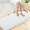 image:imageSmiry Memory Foam Bath Mat 44x24 Extra Soft NonSlip Bathroom Rug Ultra Absorbent Quick Dry Machine Washable Bathroom Mat for Shower Tub amp Floor Decor Navy BlueWhite