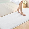 image:imageSmiry Memory Foam Bath Mat 44x24 Extra Soft NonSlip Bathroom Rug Ultra Absorbent Quick Dry Machine Washable Bathroom Mat for Shower Tub amp Floor Decor Navy BlueWhite
