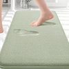 image:imageSmiry Memory Foam Bath Mat 44x24 Extra Soft NonSlip Bathroom Rug Ultra Absorbent Quick Dry Machine Washable Bathroom Mat for Shower Tub amp Floor Decor Navy BlueSage Green