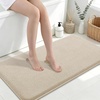 image:imageSmiry Memory Foam Bath Mat 44x24 Extra Soft NonSlip Bathroom Rug Ultra Absorbent Quick Dry Machine Washable Bathroom Mat for Shower Tub amp Floor Decor Navy BlueBeige