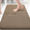 image:imageSmiry Memory Foam Bath Mat 44x24 Extra Soft NonSlip Bathroom Rug Ultra Absorbent Quick Dry Machine Washable Bathroom Mat for Shower Tub amp Floor Decor Navy BlueCamel