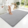 image:imageSmiry Memory Foam Bath Mat 44x24 Extra Soft NonSlip Bathroom Rug Ultra Absorbent Quick Dry Machine Washable Bathroom Mat for Shower Tub amp Floor Decor Navy BlueGrey