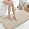 image:imageSmiry Memory Foam Bath Mat 44x24 Extra Soft NonSlip Bathroom Rug Ultra Absorbent Quick Dry Machine Washable Bathroom Mat for Shower Tub amp Floor Decor Navy BlueBeige