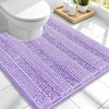 image:imageSmiry Striped Thick Bathroom Rug and Contour Toilet Rug Size 30x20  UShaped 24x20 in Lavender 2 Item Bundle