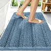 image:imageSmiry Striped Thick Bathroom Rug and Contour Toilet Rug Size 34x21  UShaped 24x20 in Airy Blue 2 Item Bundle