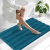 image:imageSmiry Striped Thick Bathroom Rug and Contour Toilet Rug Size 44x24  UShaped 24x20 in Peacock Blue 2 Item Bundle
