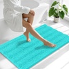 image:imageSmiry Striped Thick Bathroom Rug and Contour Toilet Rug Size 44x24  UShaped 24x20 in Teal 2 Item Bundle