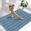 image:imageSmiry Striped Thick Bathroom Rug and Contour Toilet Rug Size 44x32  UShaped 24x20 in Airy Blue 2 Item Bundle