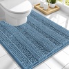 image:imageSmiry Striped Thick Bathroom Rug and Contour Toilet Rug Size 44x32  UShaped 24x20 in Airy Blue 2 Item Bundle
