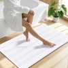 image:imageSmiry Striped Thick Bathroom Rug and Contour Toilet Rug Size 45x27  UShaped 24x20 in White 2 Item Bundle