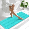 image:imageSmiry Striped Thick Bathroom Rug and Contour Toilet Rug Size 47x17  UShaped 24x20 in Teal 2 Item Bundle