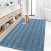 image:imageSmiry Striped Thick Bathroom Rug and Contour Toilet Rug Size 50x30  UShaped 24x20 in Airy Blue 2 Item Bundle