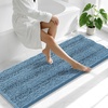 image:imageSmiry Striped Thick Bathroom Rug and Contour Toilet Rug Size 59x20  UShaped 24x20 in Airy Blue 2 Item Bundle