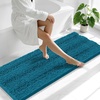 image:imageSmiry Striped Thick Bathroom Rug and Contour Toilet Rug Size 59x20  UShaped 24x20 in Peacock Blue 2 Item Bundle