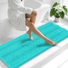 image:imageSmiry Striped Thick Bathroom Rug and Contour Toilet Rug Size 59x20  UShaped 24x20 in Teal 2 Item Bundle