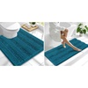 image:imageSmiry Striped Thick Bathroom Rug and Contour Toilet Rug Size 47x20  UShaped 24x20 in Peacock Blue 2 Item Bundle