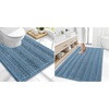 image:imageSmiry Striped Thick Bathroom Rug and Contour Toilet Rug Size 50x30  UShaped 24x20 in Airy Blue 2 Item Bundle