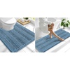 image:imageSmiry Striped Thick Bathroom Rug and Contour Toilet Rug Size 59x20  UShaped 24x20 in Airy Blue 2 Item Bundle