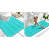 image:imageSmiry Striped Thick Bathroom Rug and Contour Toilet Rug Size 59x20  UShaped 24x20 in Teal 2 Item Bundle